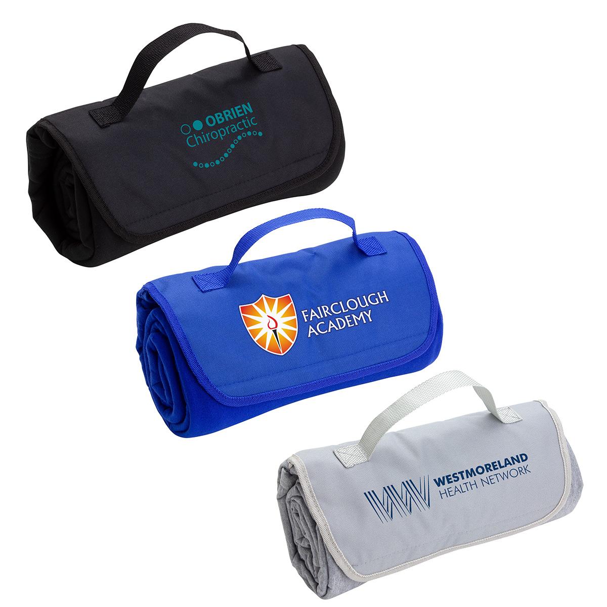 Deluxe Barrel Fleece Blanket - promotional product with custom logo