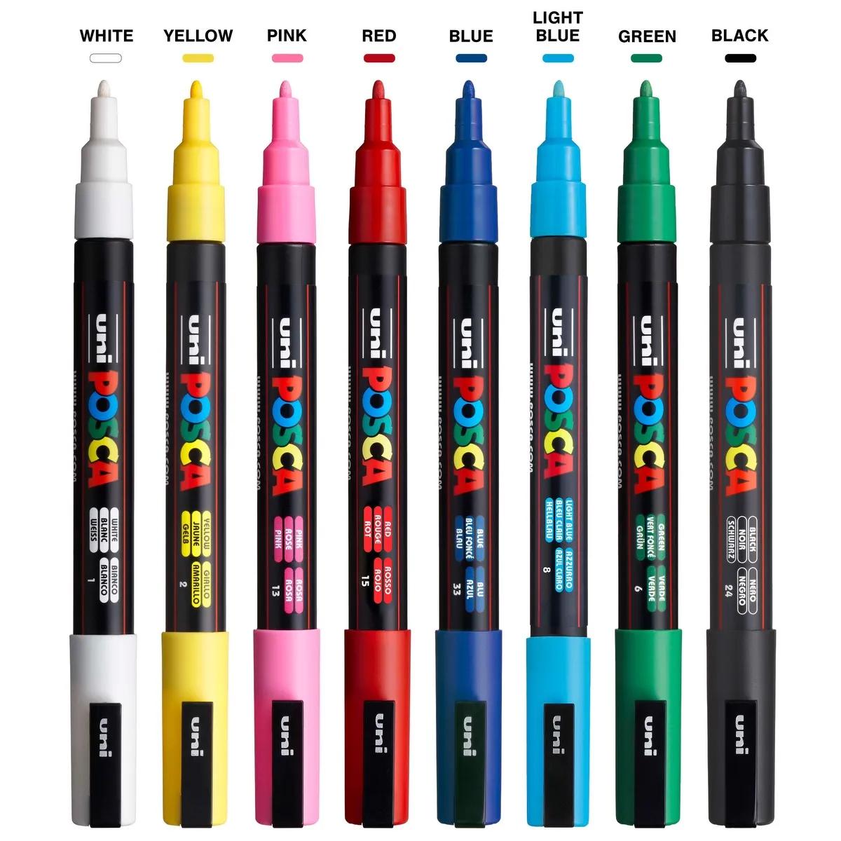 POSCA 8 Piece Basic Marker Set with Bag - Fine - product view 2