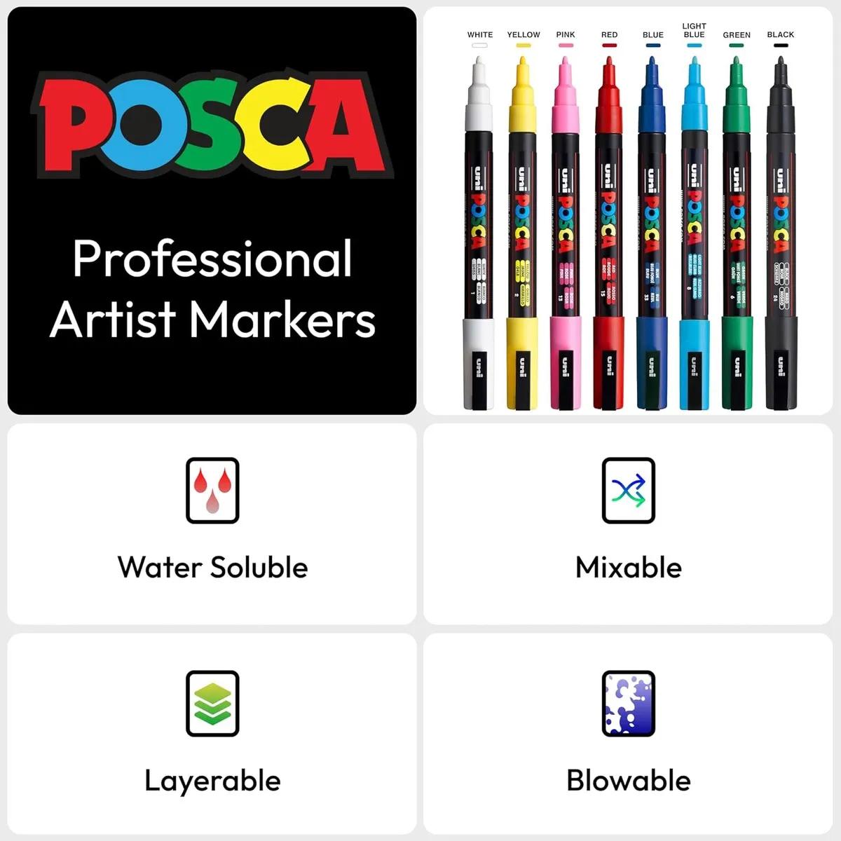 POSCA 8 Piece Basic Marker Set with Bag - Fine - product view 19