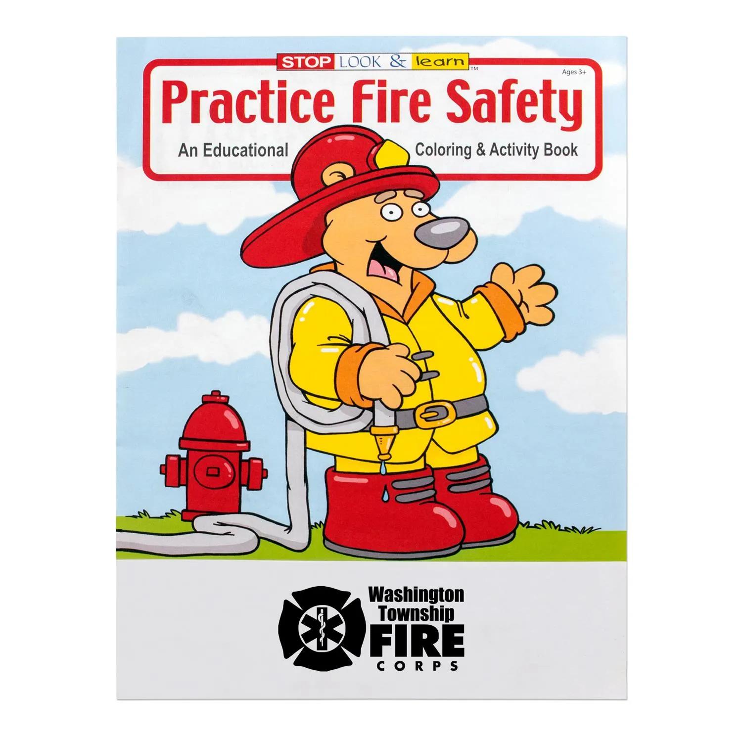 Fire Safety Coloring Book Educational Custom Imprint