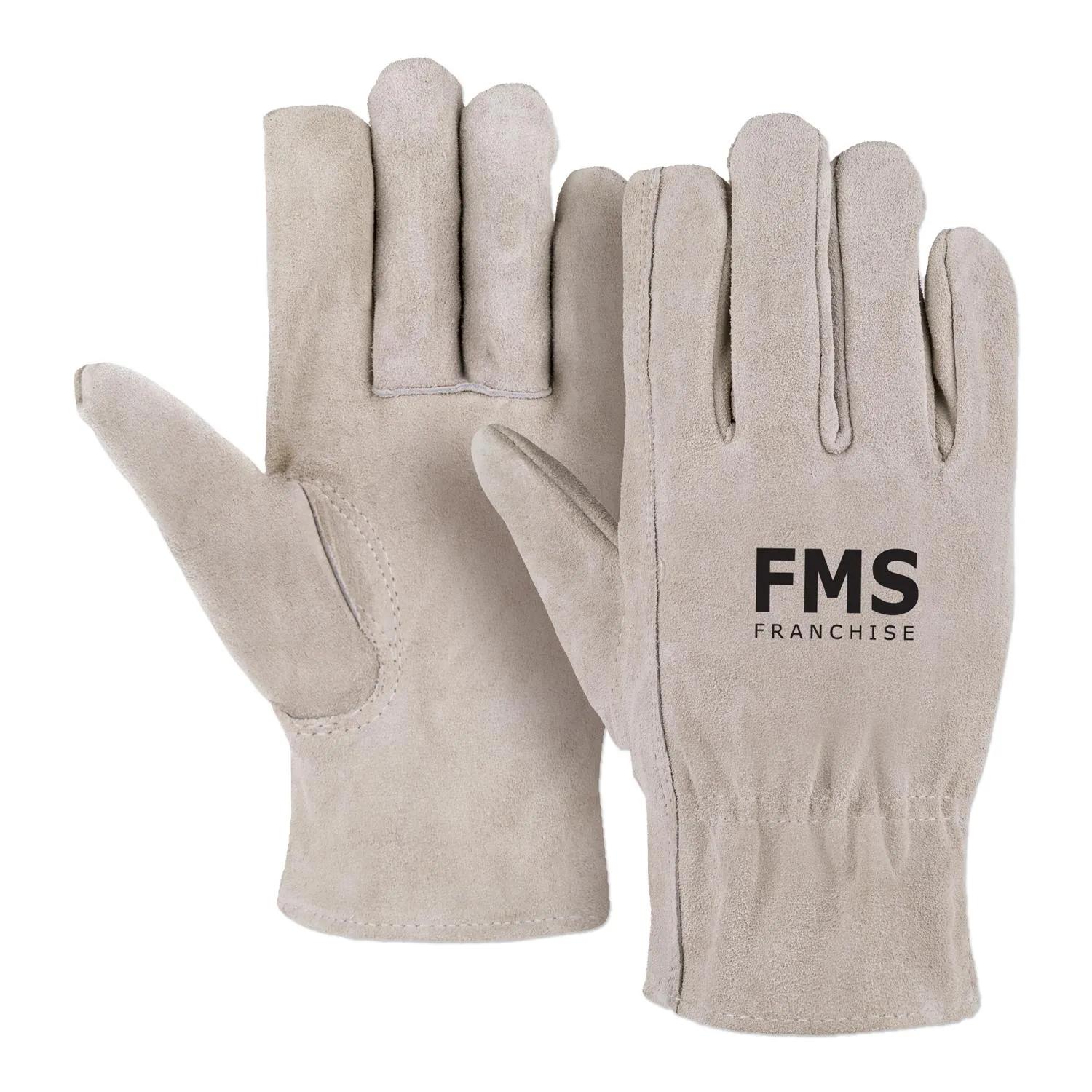 Suede Leather Work Gloves Keystone Thumb Elastic Back