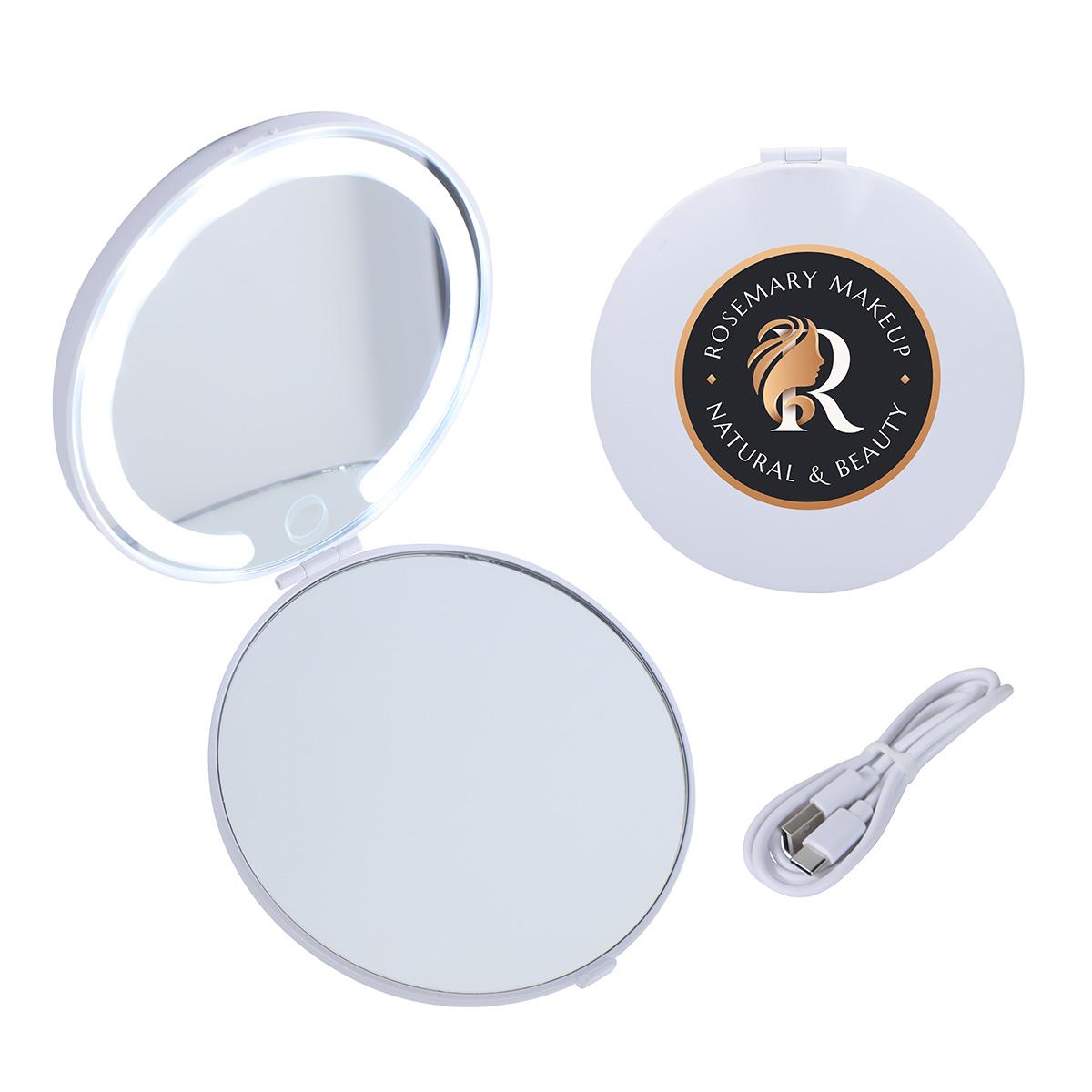 Allure Rechargeable Dual Pocket Mirrors with 2 Light Modes - promotional product with custom logo