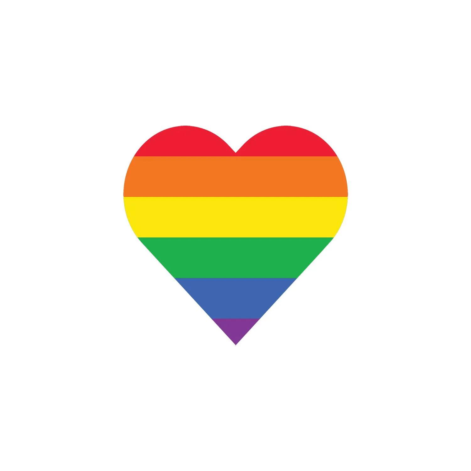 Custom Stickers Rainbow Heart Pride - 1.5 x 1.7 in