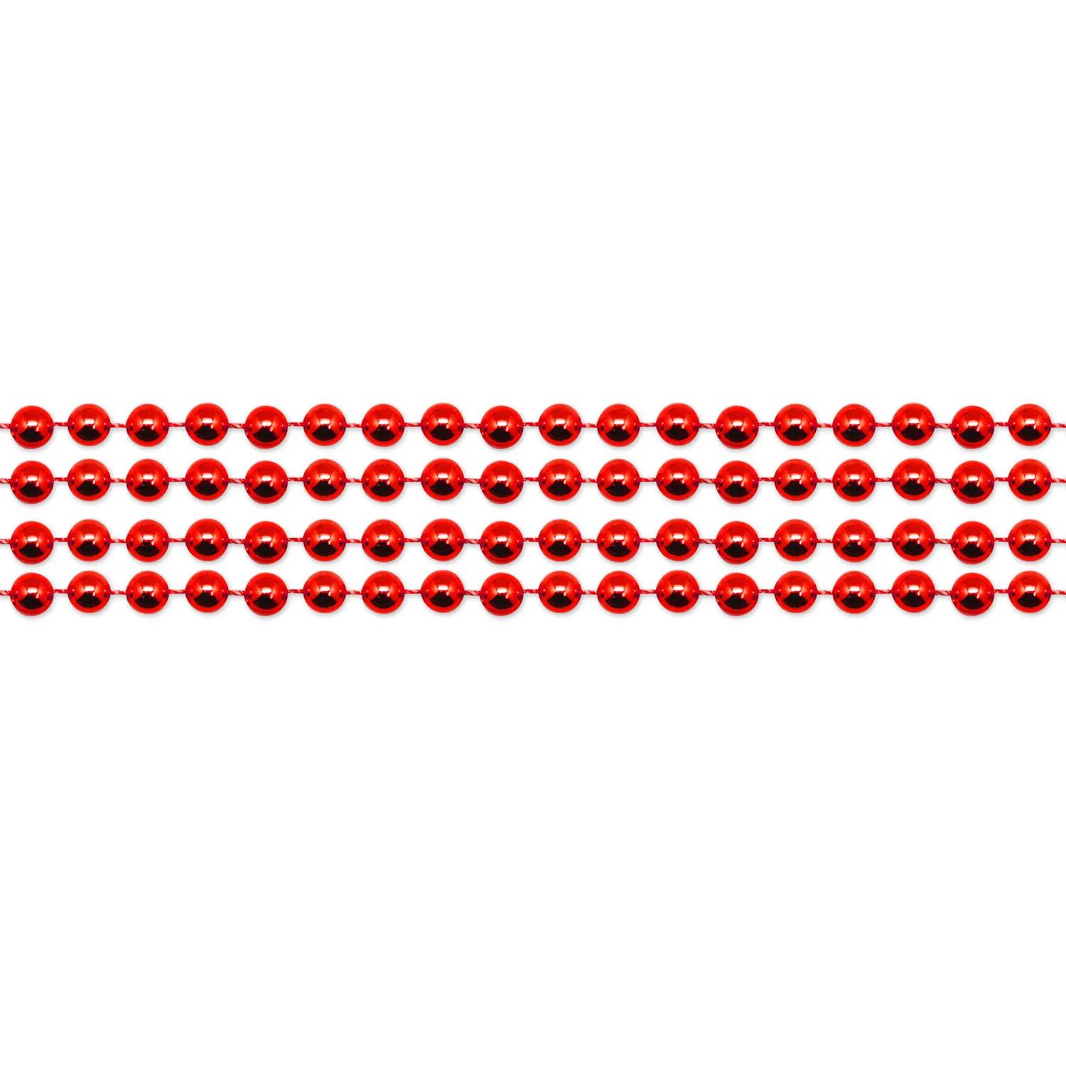 Bead Necklace Red Mardi Gras Style - 33 in 7.5mm