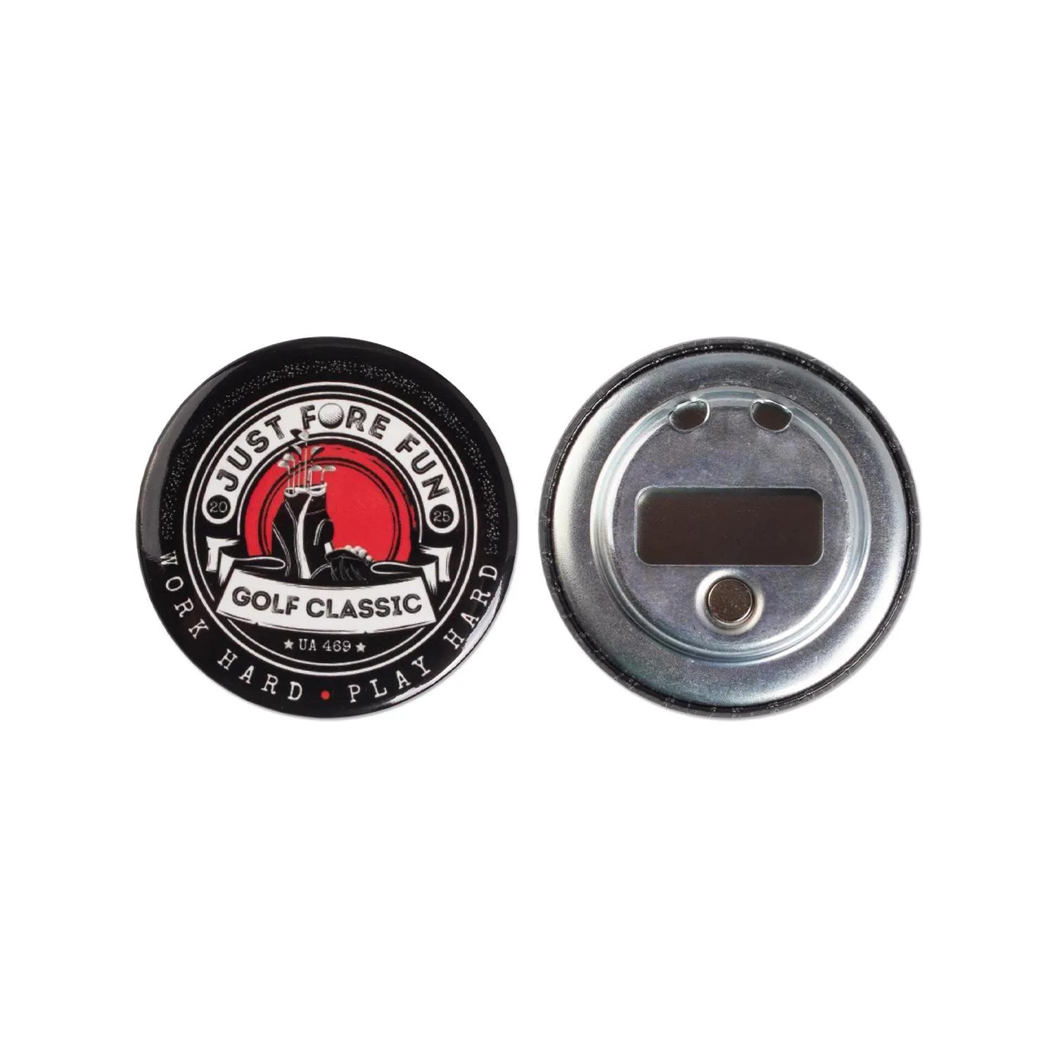 Bottle Opener Round Celluloid Button Magnet Back