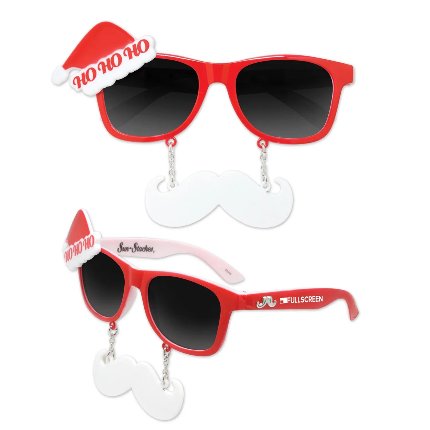 Santa Sun-Stache Novelty Sunglasses with Mustache UV400