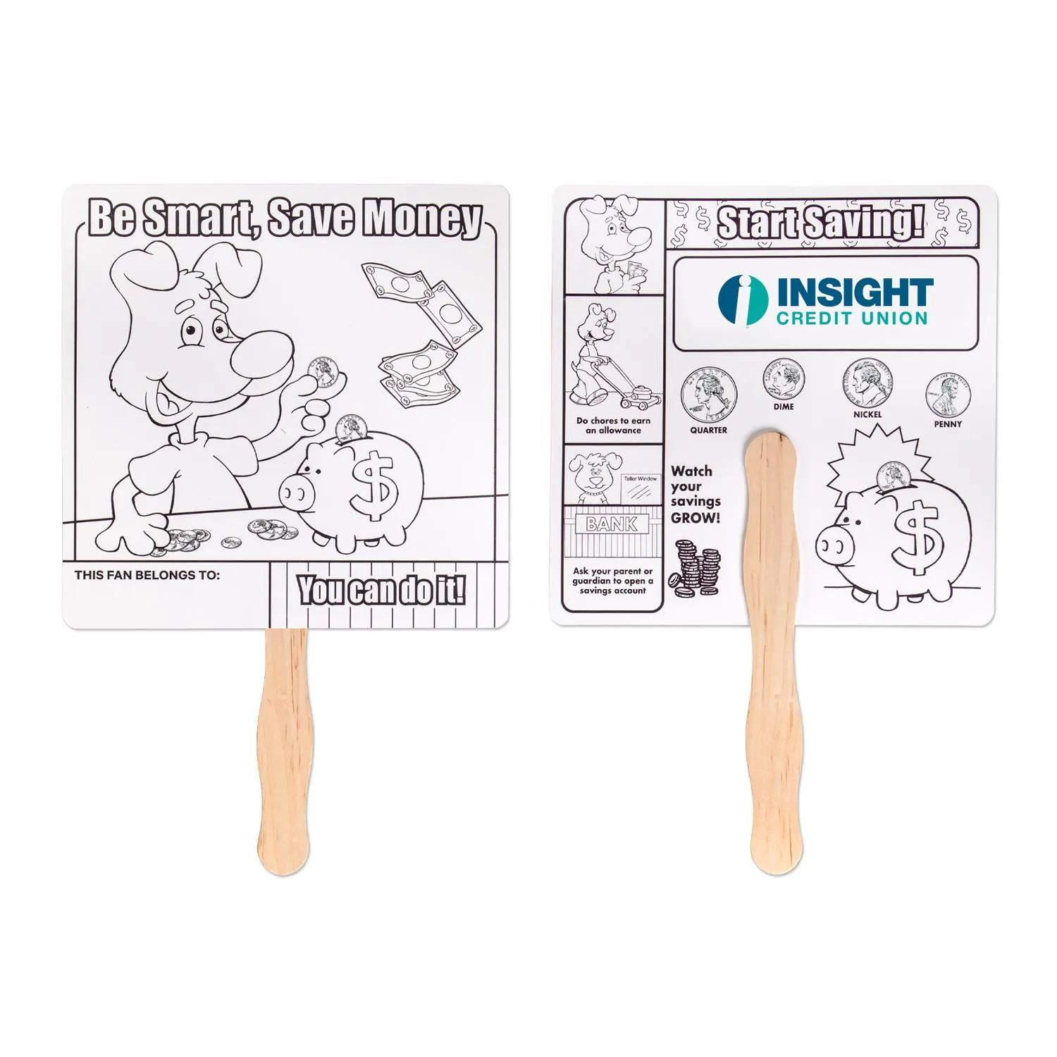 Saving Money Educational Hand Fan Coloring Activity