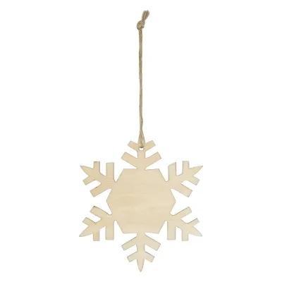 Wood Snowflake Ornament with Hanging String - 4 in - product view 2