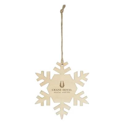 Wood Snowflake Ornament with Hanging String - 4 in - product view 3