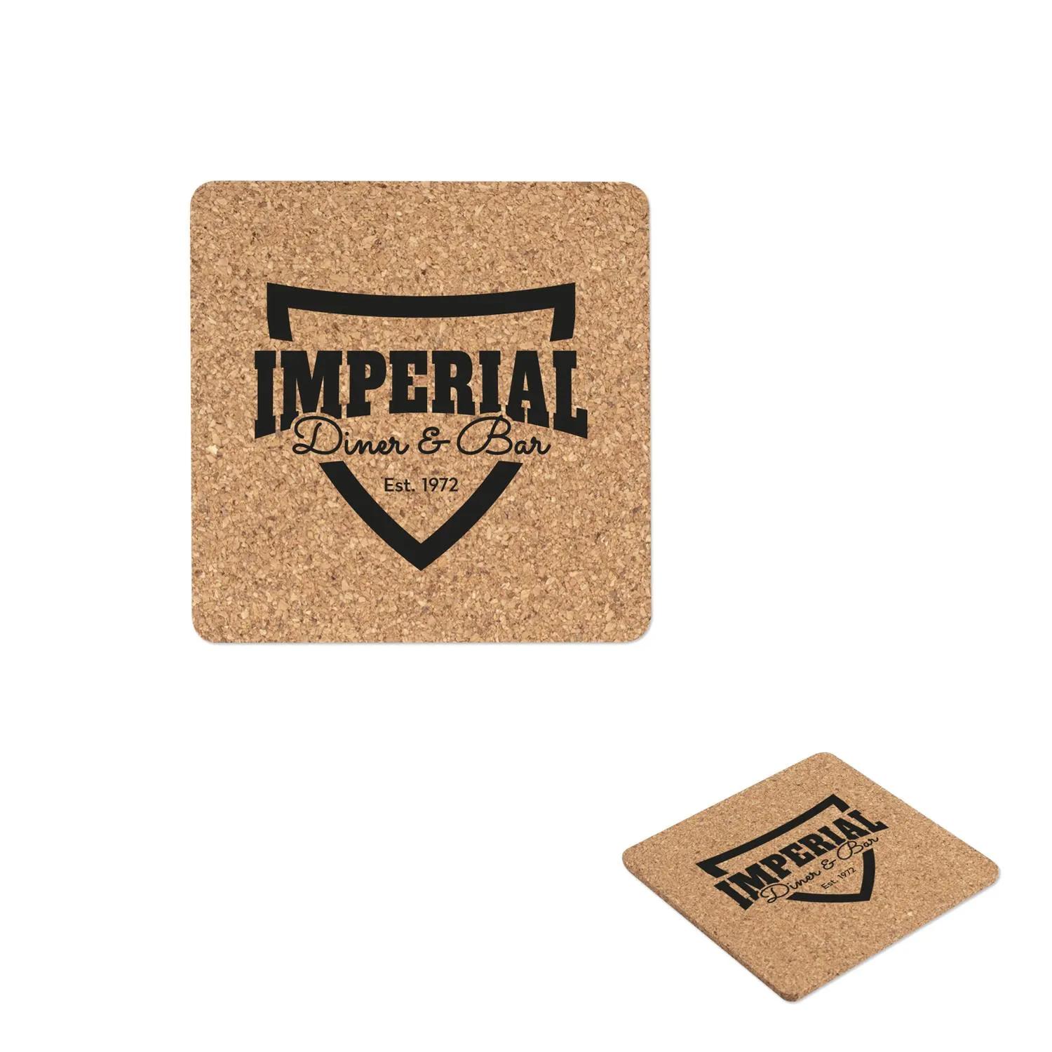 Cork Coaster Square Custom Imprint Promotional - 1/8 in