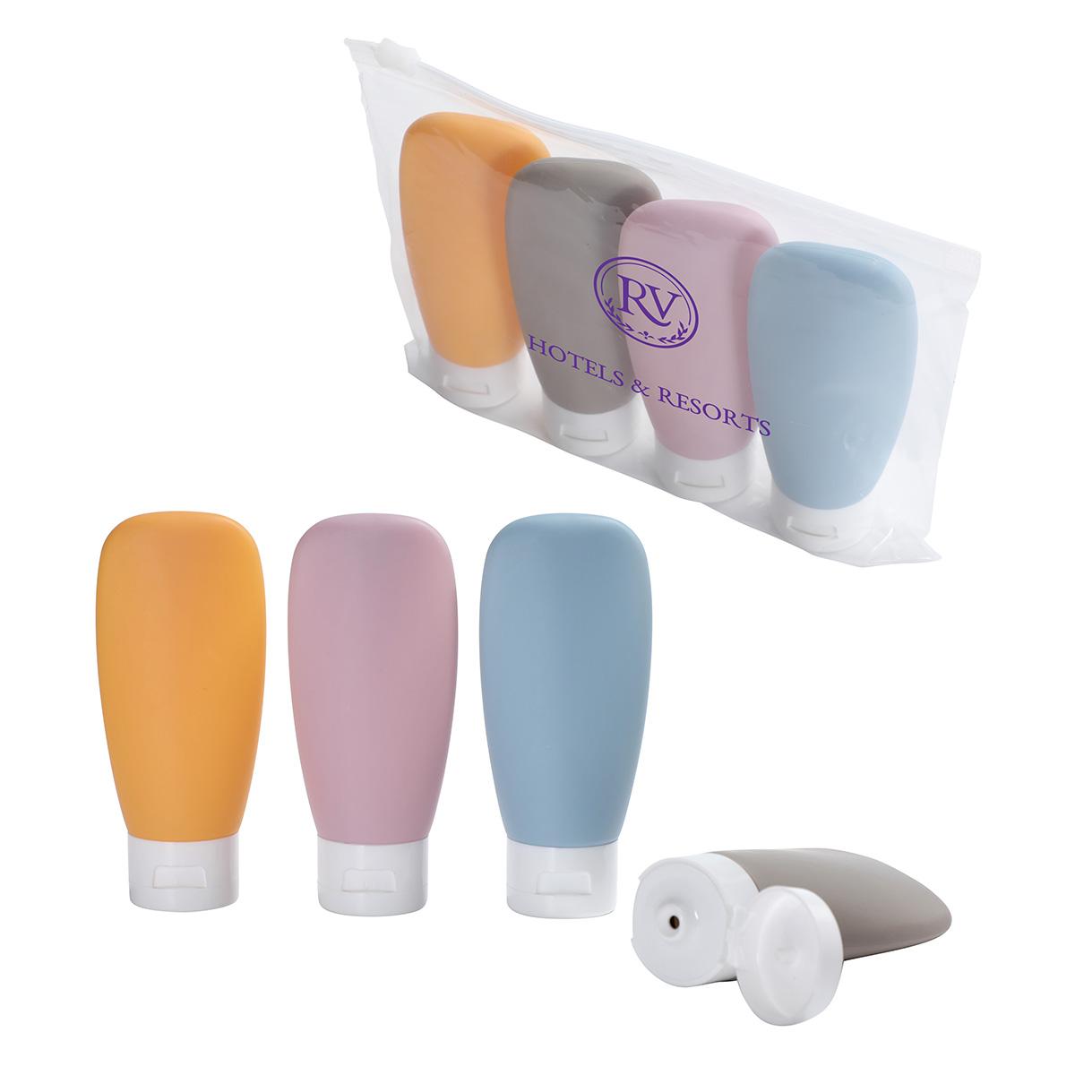 Continental 4-Bottle Travel Set in Zippered Pouch