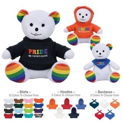 Rainbow Plush Bear with Customizable Clothing - 6 in