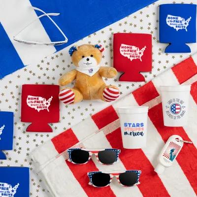 Patriotic Plush Bear with Customizable Clothing - 6 in - product view 3