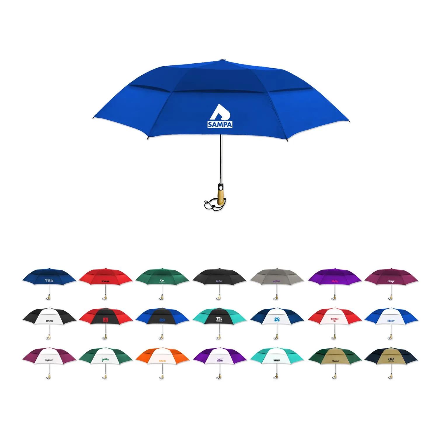 Compact Umbrella Vented Polyester Folding Golf Size - 58 in
