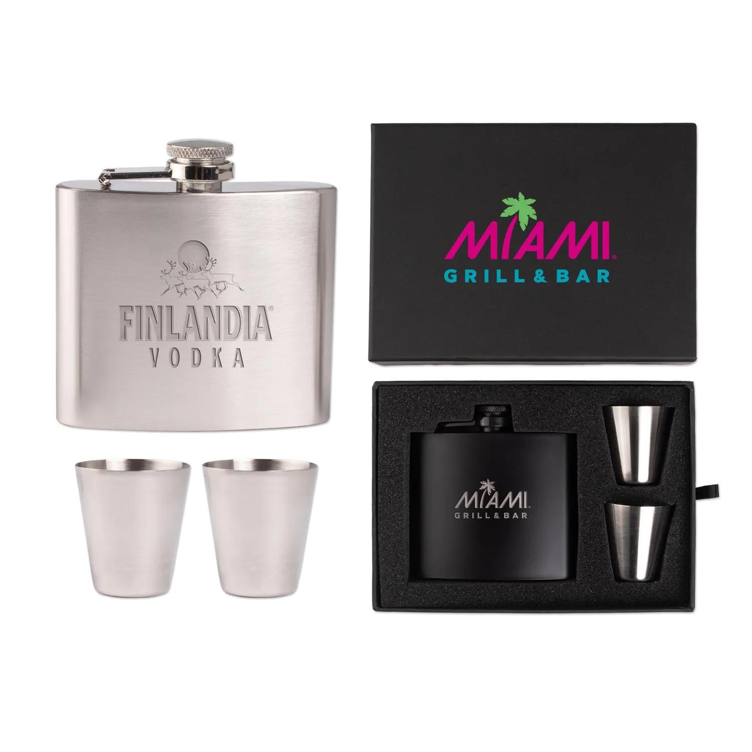 Flask Gift Set Stainless Steel with Shot Glass Duncan