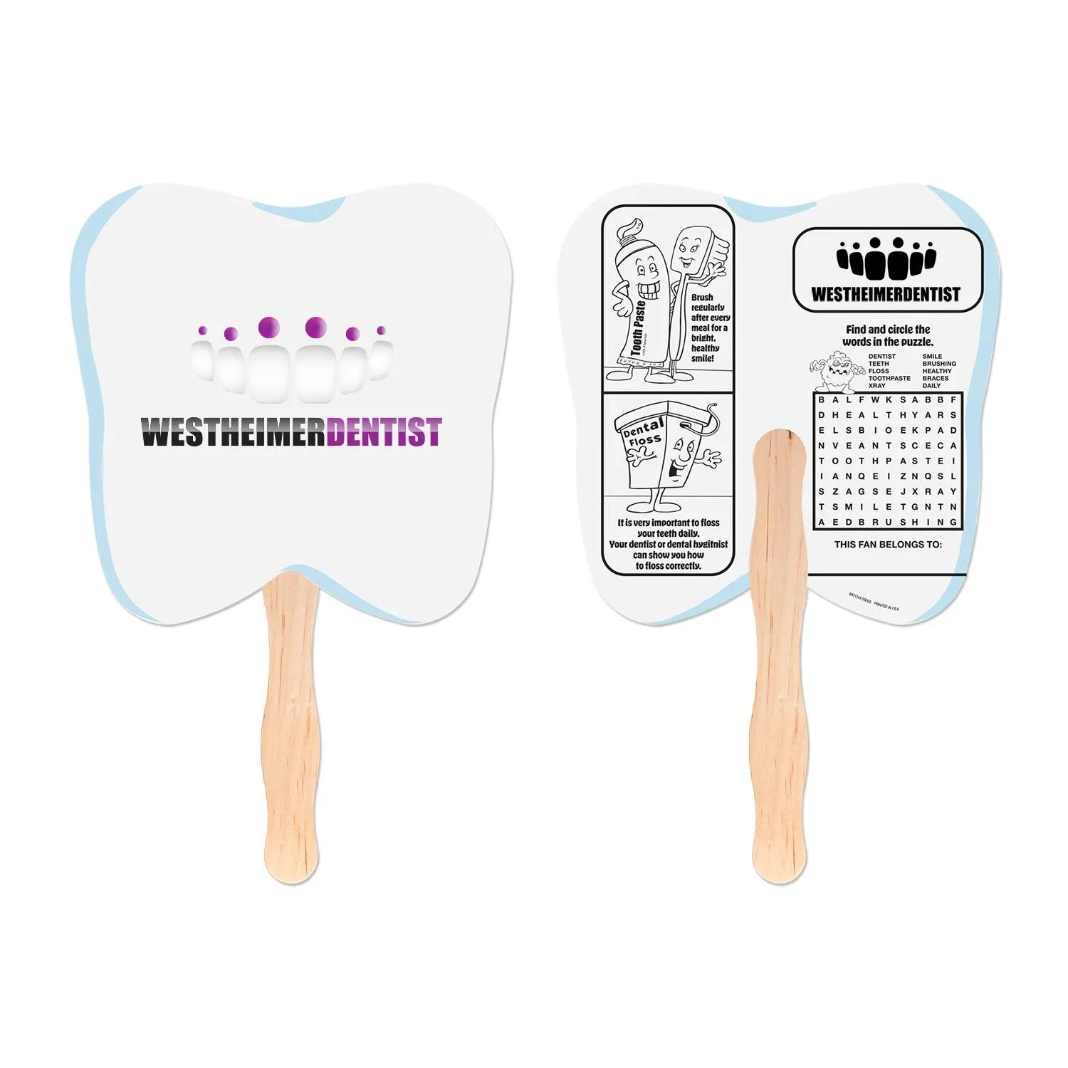 Tooth Shaped Hand Fan - promotional product with custom logo