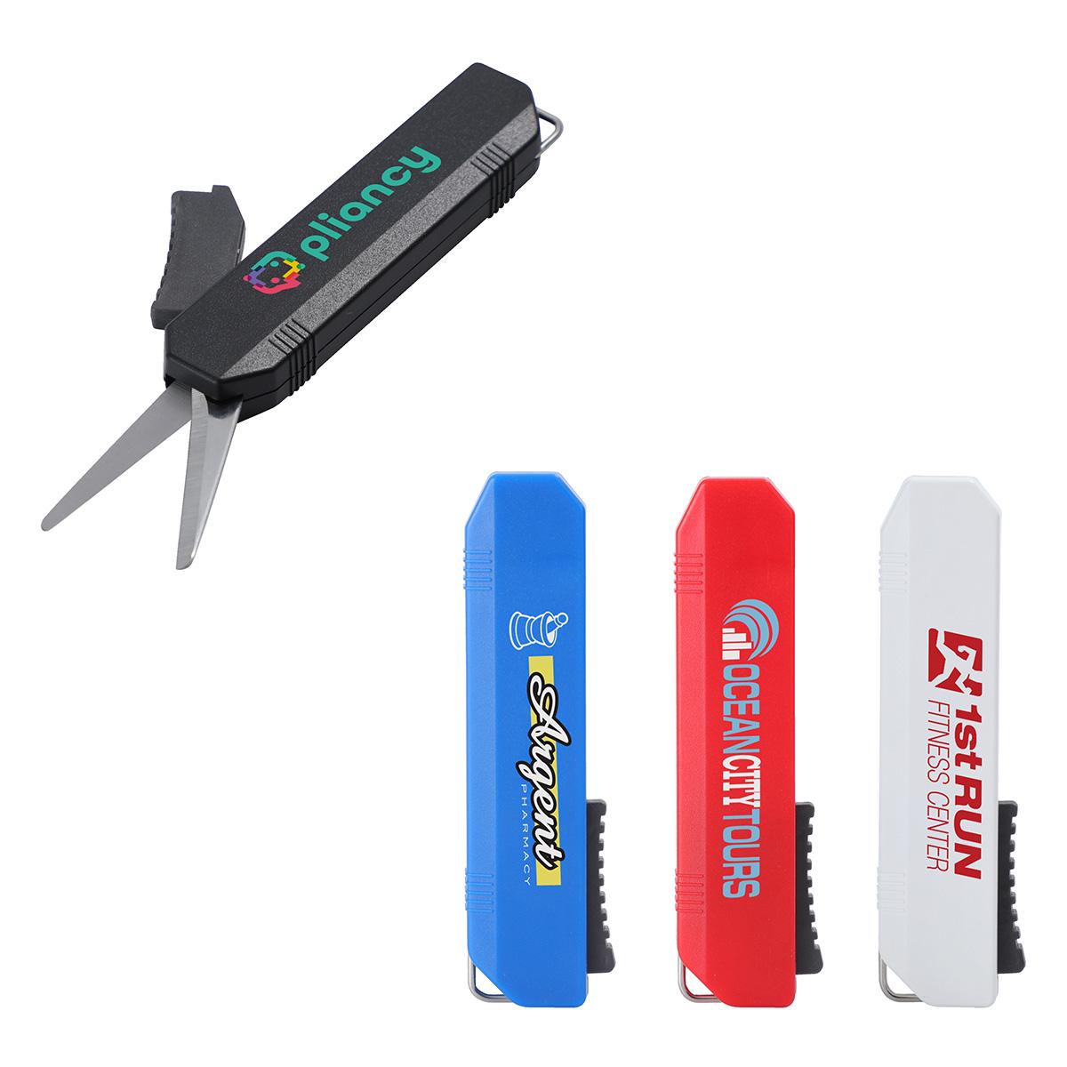 Slim Trim Folding Travel Scissors - promotional product with custom logo