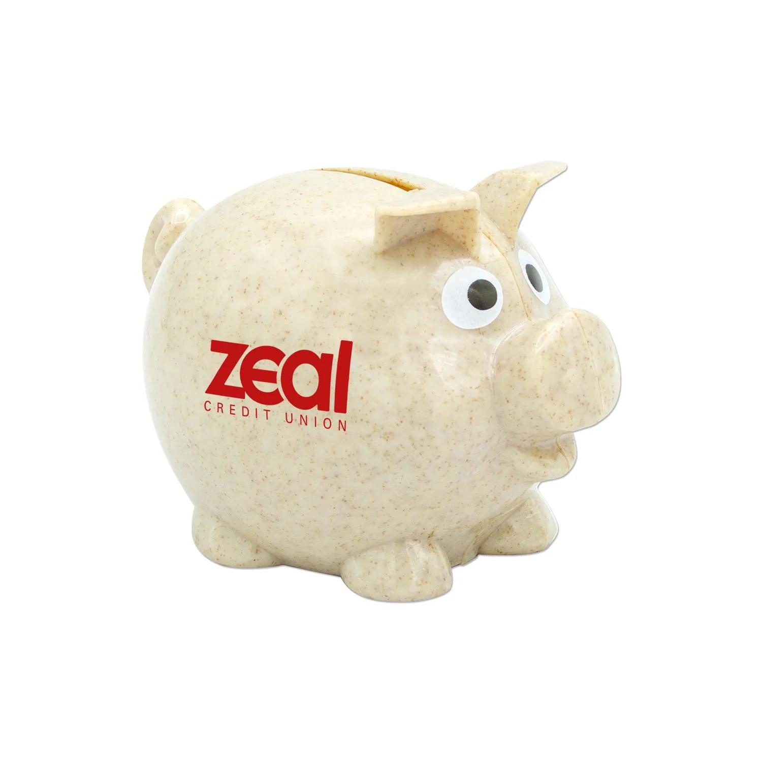 Piggy Bank Wheat Straw Eco Friendly Bottom Plug - product view 2