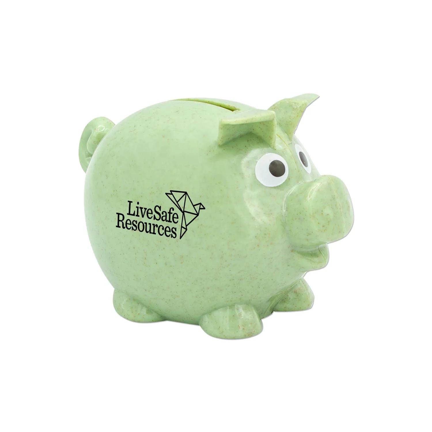 Piggy Bank Wheat Straw Eco Friendly Bottom Plug - product view 5