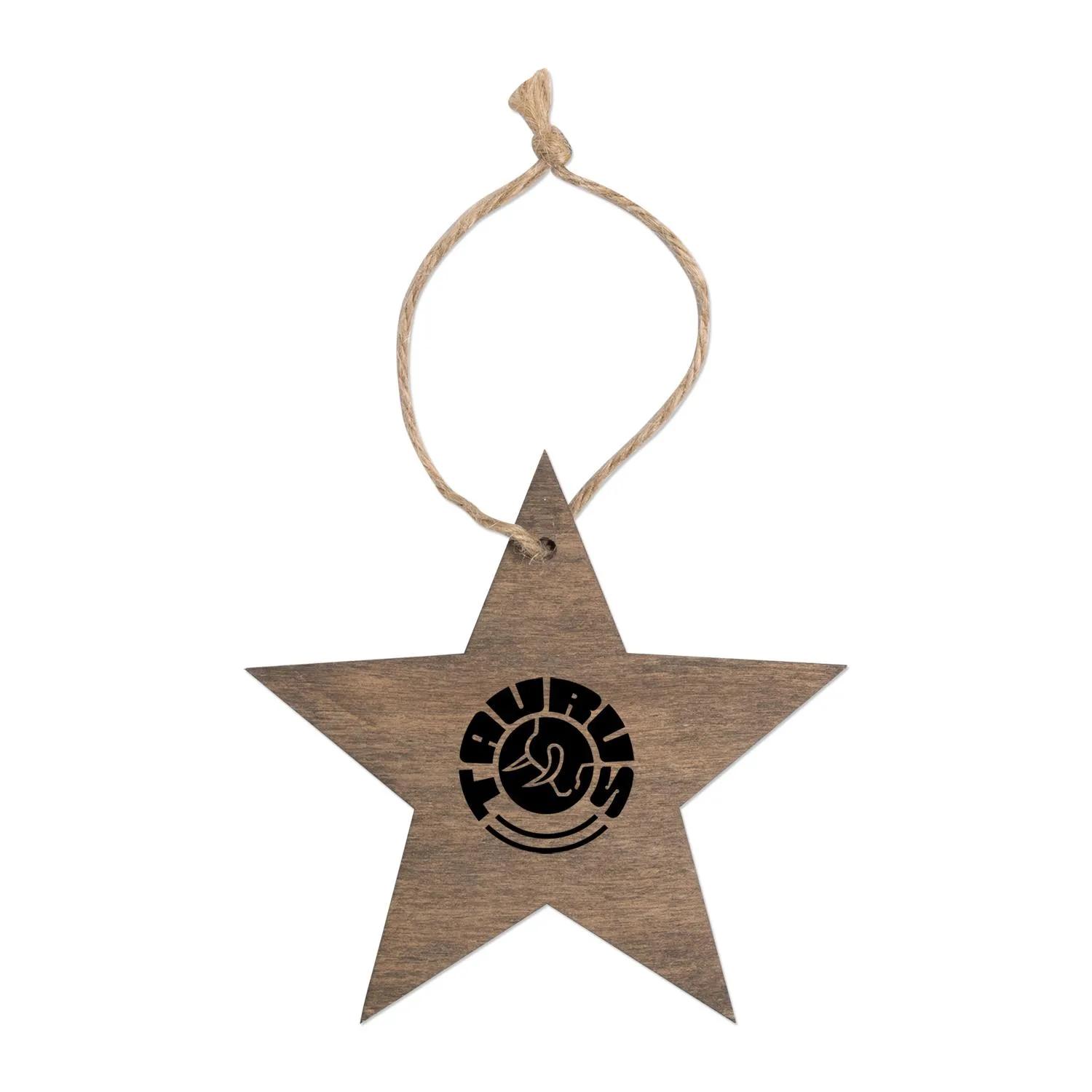 Star Ornament Wood Twine Hanger Holiday Decoration