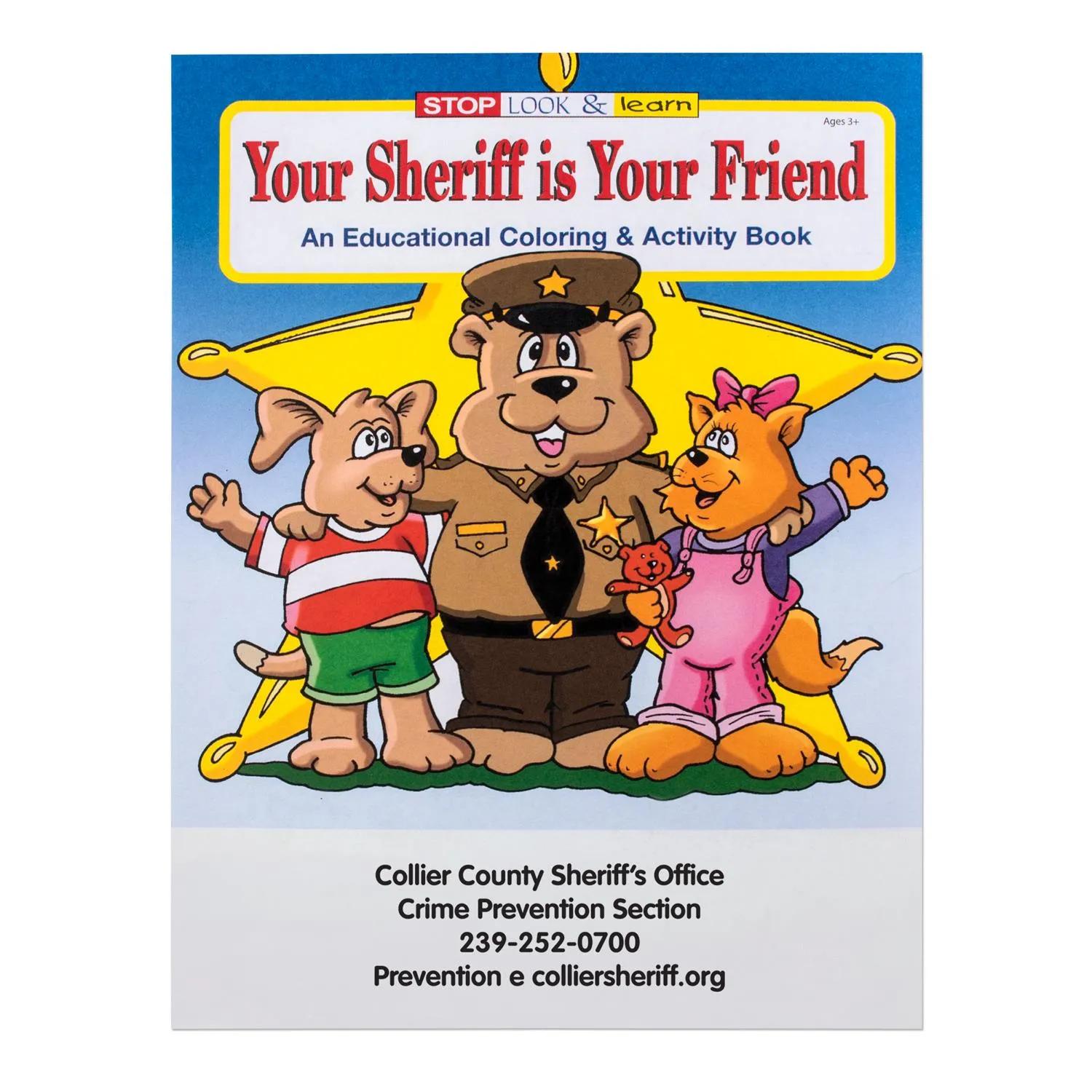 Sheriff Safety Coloring Book Educational Custom Imprint