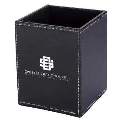 Pen Cup Leatherette with Velvet Interior - 3.25 x 4 in