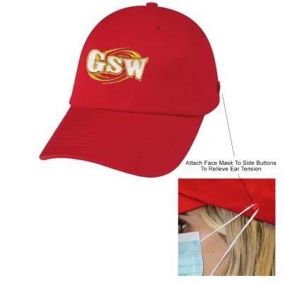 Baseball Cap Washed Cotton with Mask Buttons (One Size)