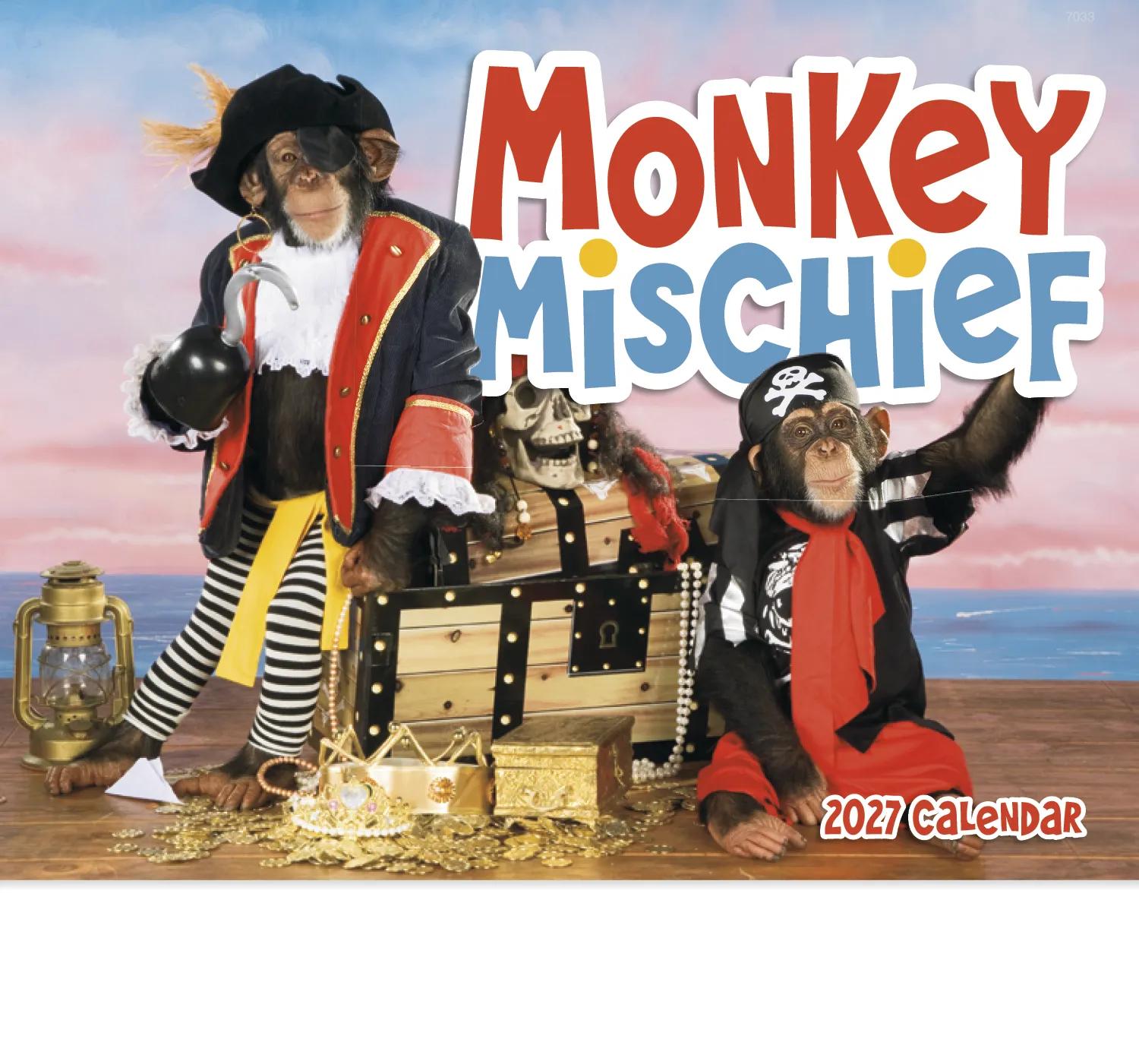 Monkey Mischief Wall Calendar Stapled FSC Paper - 19 x 11 in - product view 7