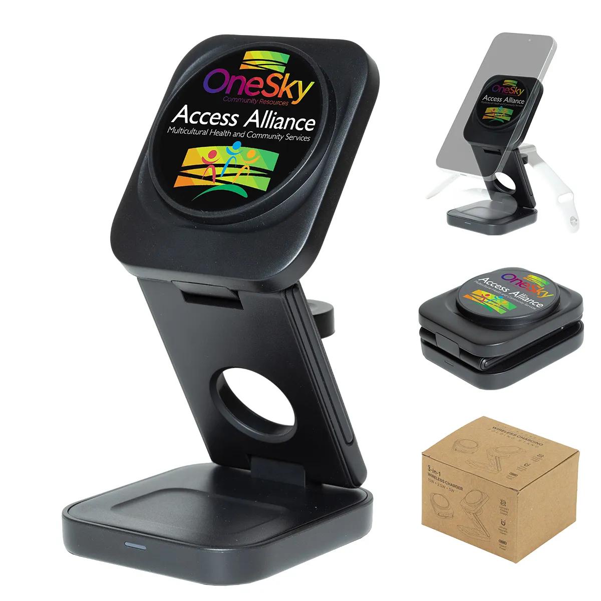 Wireless Charging Station 3-in-1 15W ABS Plastic - 2.75 x 3.19 in