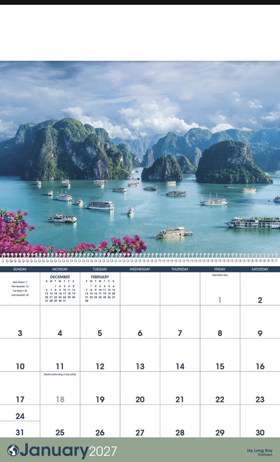 World Scenic Executive Calendar Travel Photos - 23 x 13.84 in - product view 8