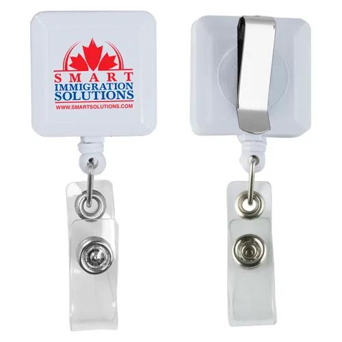 30" Cord Square Retractable Badge Reel and Badge Holder with Metal Slip Clip Attachment - product view 5