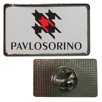 Rectangle Lapel Pin Small Dome Iron Nickel - 30 x 18 mm