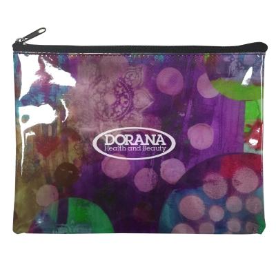 Clear Cosmetic Bag Full Color Lining Vinyl - 7.25 x 5.5 in