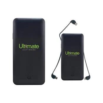 10,000 mah Power Bank with Charging Cables AC Plug - promotional product with custom logo