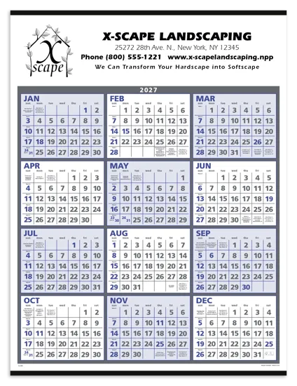Span-A-Year Wall Calendar Large Format FSC - 29 x 22 in