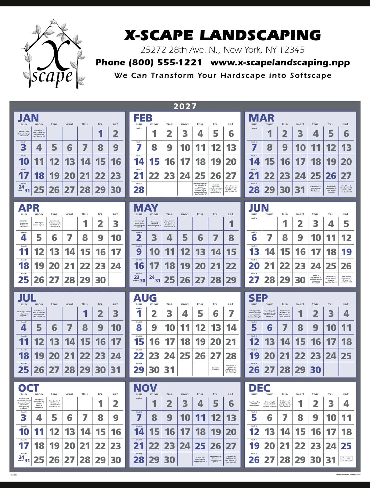 Span-A-Year Wall Calendar Large Format FSC - 29 x 22 in - product view 3