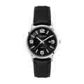 Watch Silver Case Black Dial Leather Water Resistant - 22mm