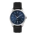 Watch Silver Case Blue Dial Leather Strap - 42mm