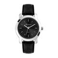 Watch Silver Case Crocodile Leatherette Men's - 38mm