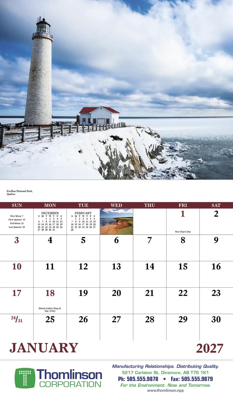 Canadian National Parks Wall Calendar Stapled FSC Paper - 19 x 11 in - product view 8