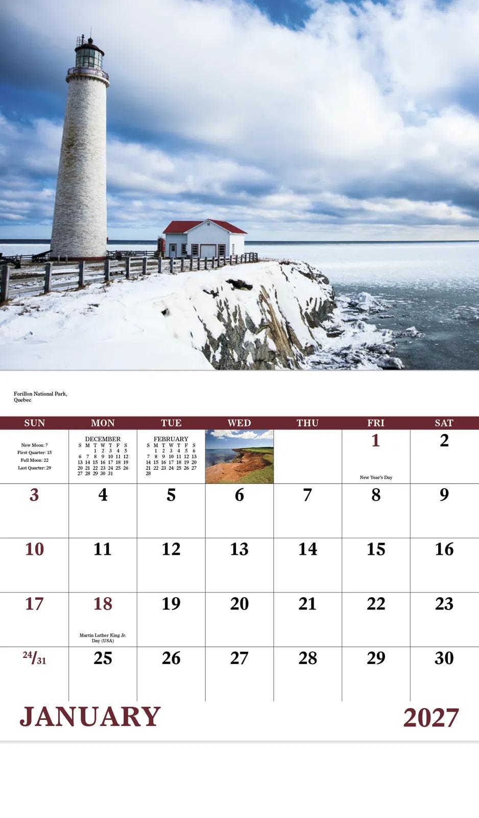 Canadian National Parks Wall Calendar Stapled FSC Paper - 19 x 11 in - product view 9