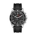 Chronograph Watch Matte Silver Steel Black Dial - 42.5mm