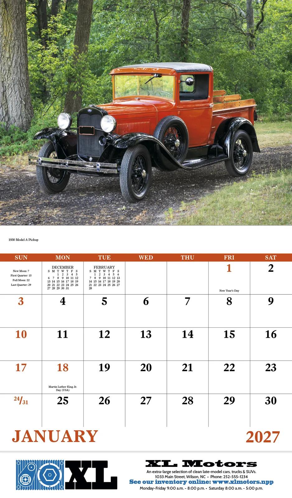 Treasured Trucks Wall Calendar Stapled FSC Paper - 19 x 11 in - product view 7