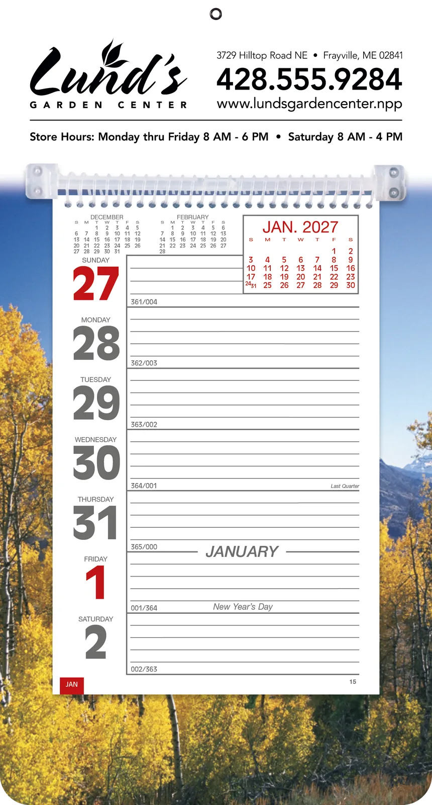 Calendars Full-Color Weekly Memo Calendar in 27autumn - product view 1