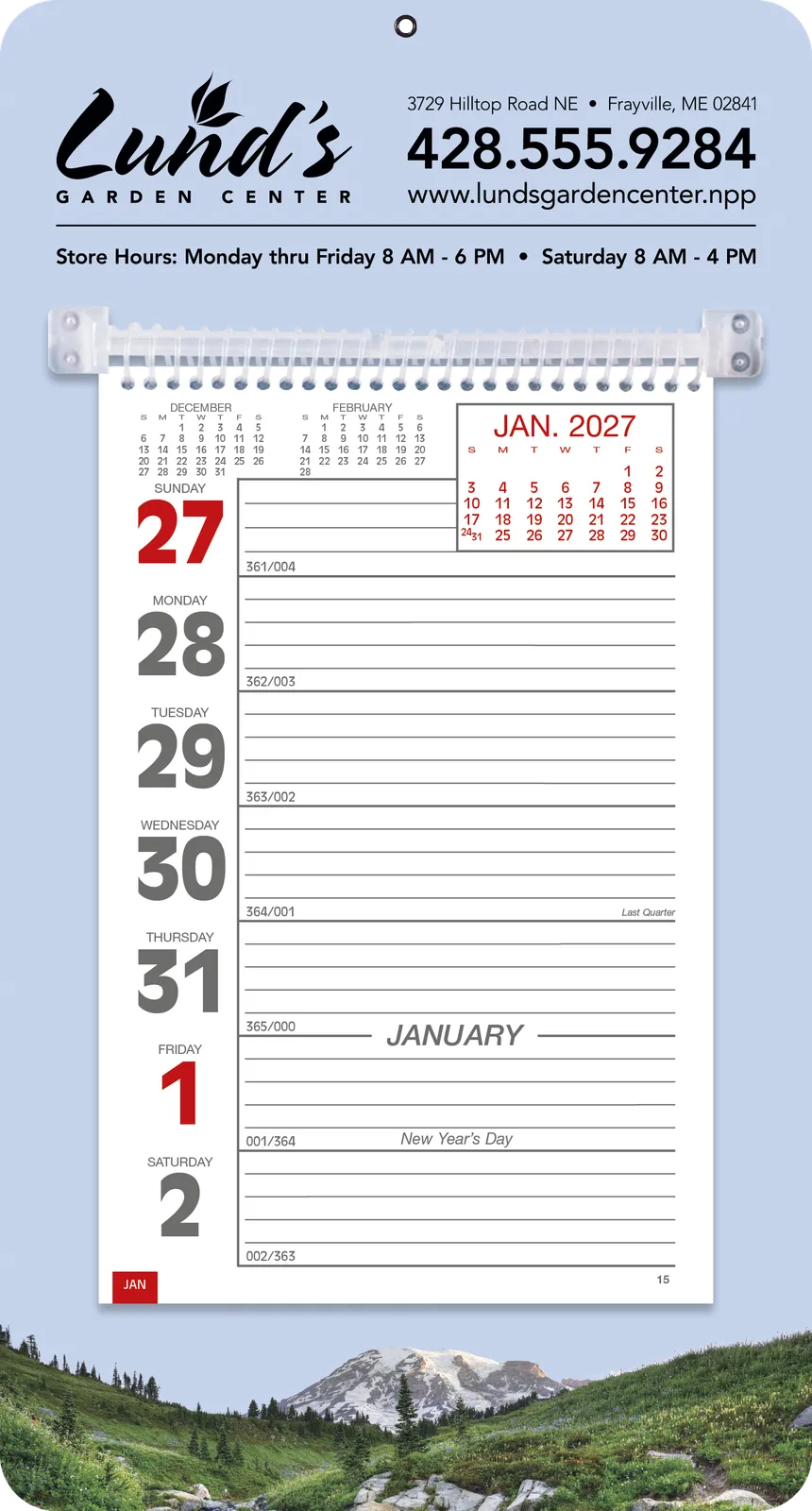 Calendars Full-Color Weekly Memo Calendar in 27mountain - product view 3