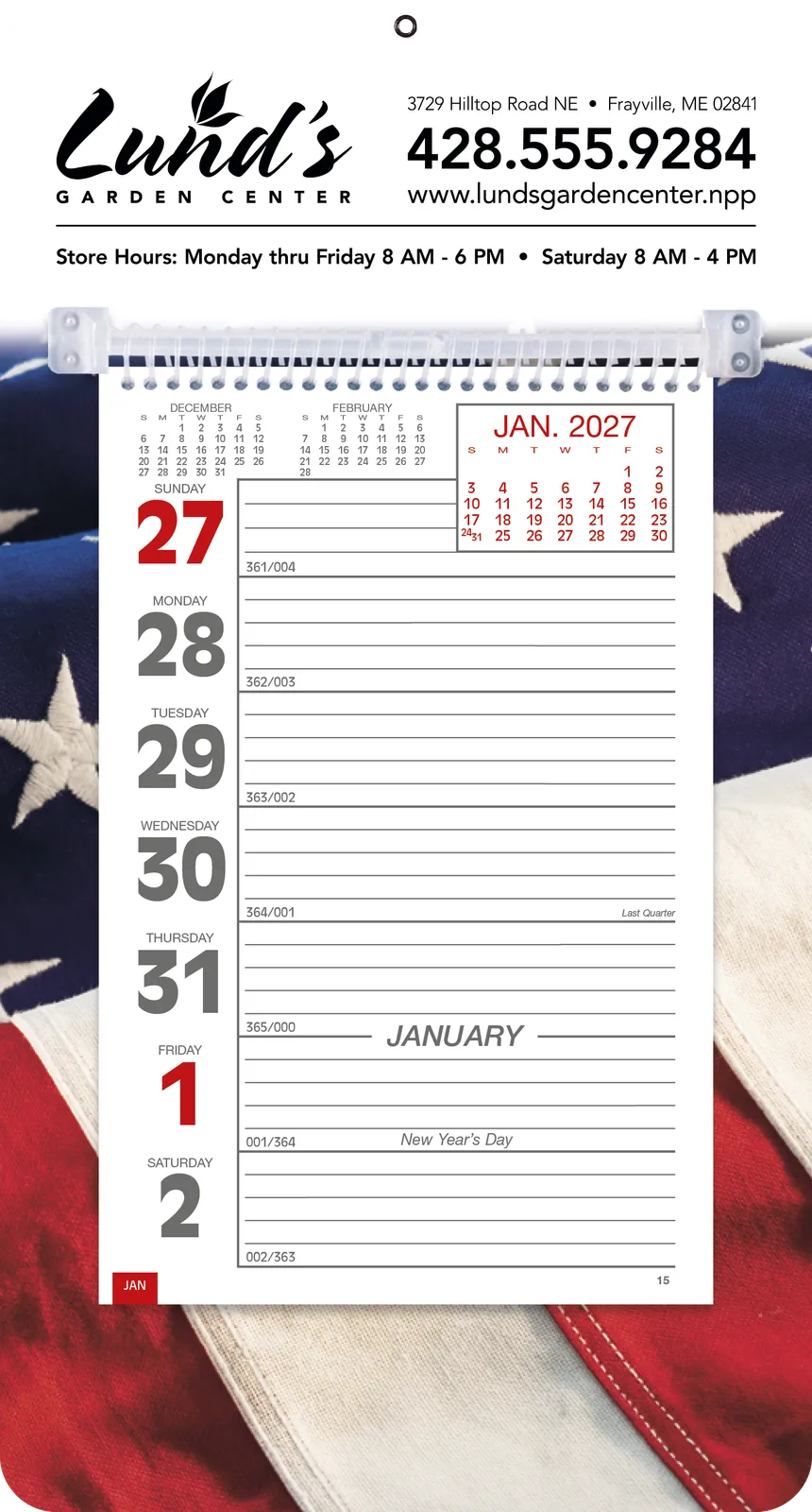 Calendars Full-Color Weekly Memo Calendar in 27patriotic - product view 4