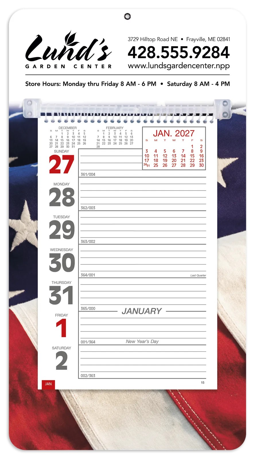 Calendars Full-Color Weekly Memo Calendar in 27patrioticad - product view 10