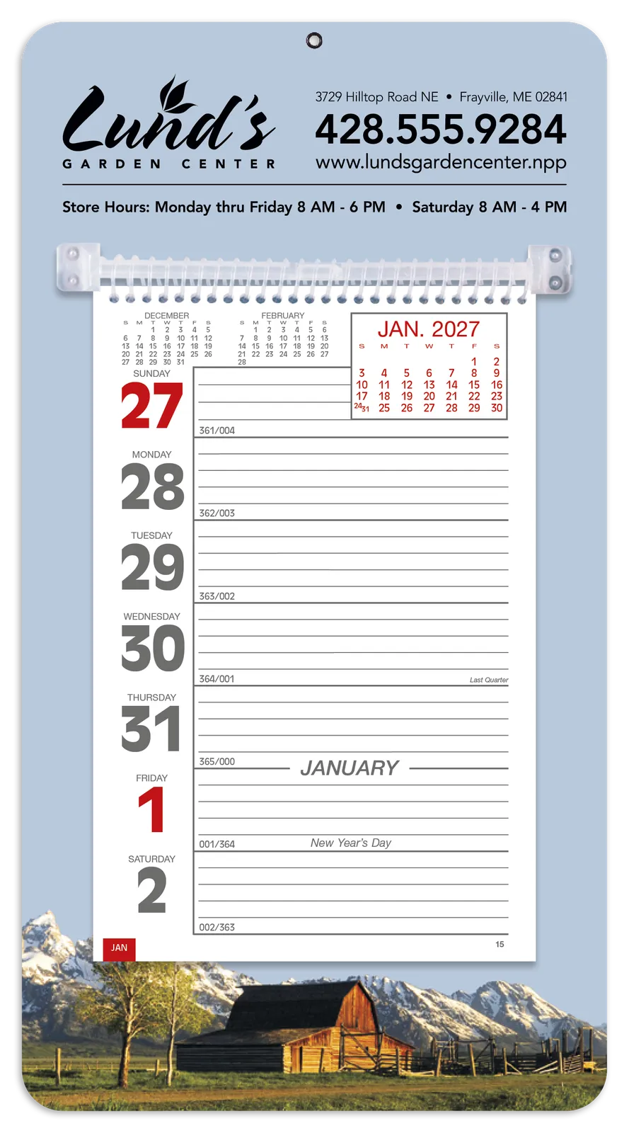 Calendars Full-Color Weekly Memo Calendar in 27ruralad - product view 11