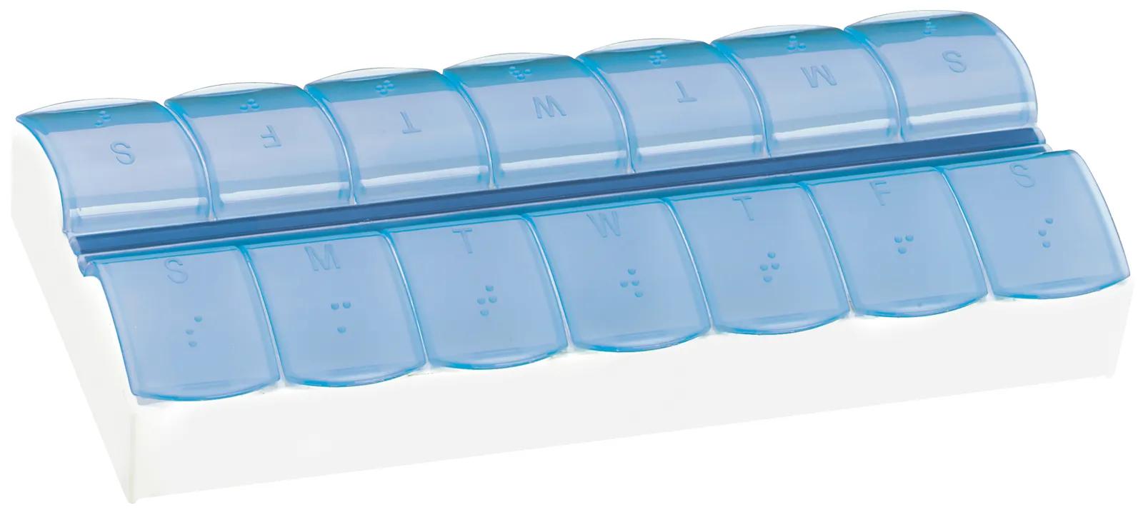 AM/PM Jumbo Easy Scoop Pill Box in Frosty Blue - product view 1
