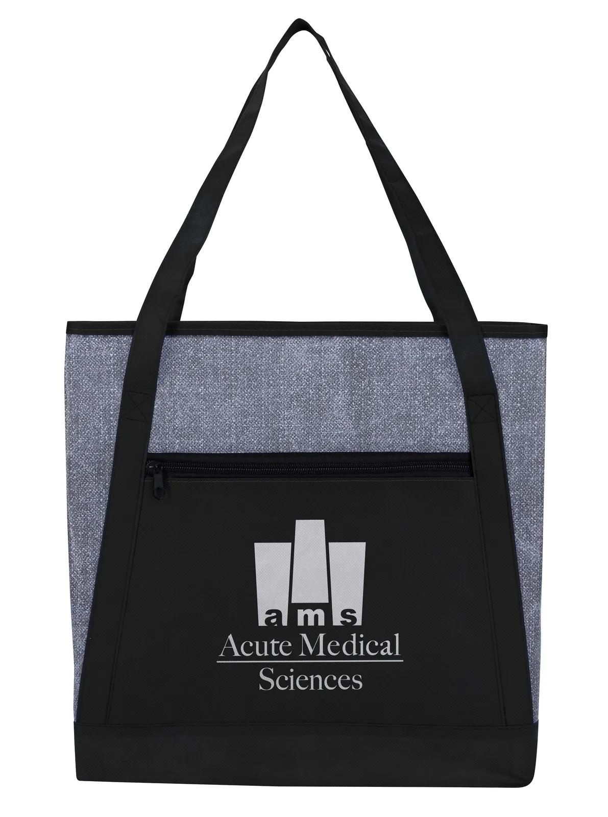 Heathered RPET Non-Woven Tote in Black - product view 2